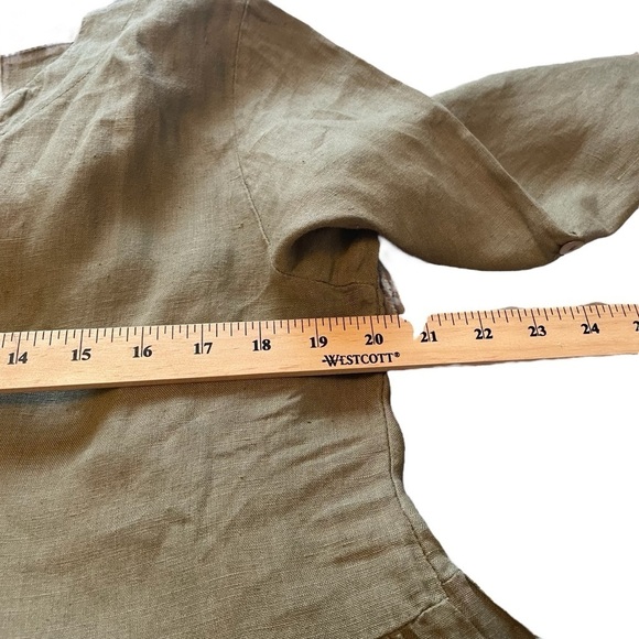 Bellambra Linen Dress-Layered-Ruffled-V Neck-3/4 Sleeves-Size Medium-Made Italy - Picture 4 of 10